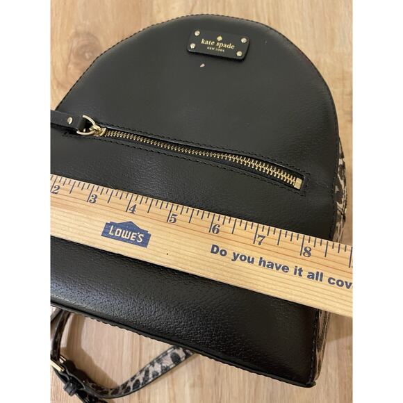 KATE SPADE NEW YORK Black Mini Backpack Women's Animal Print Leather Purse Bag - Picture 11 of 14